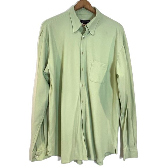 Ted Baker London Light Green Button Front Shirt Mens XL Ted/5 Nylon Blend Active - Picture 3 of 8